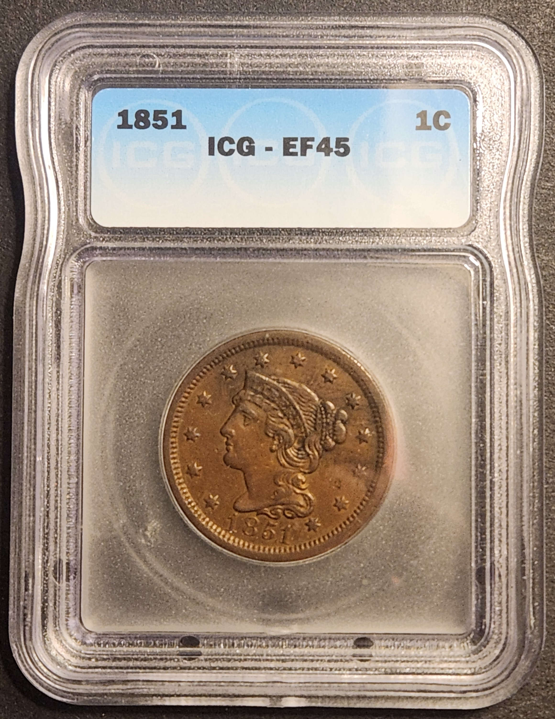 1851 Braided Hair Large Cent